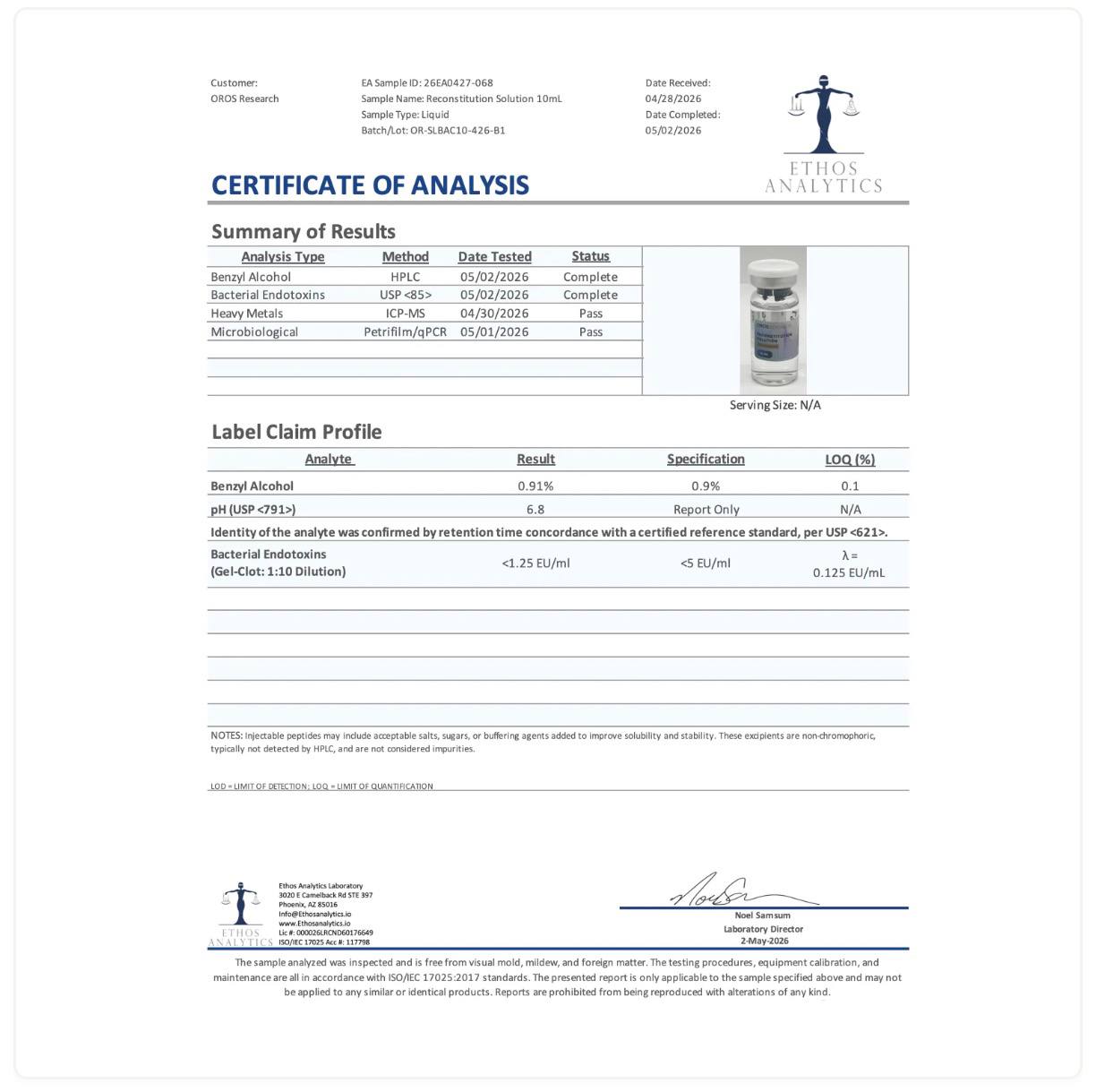 Reconstitution Solution 10ml Reconstitution Solution 10ml
