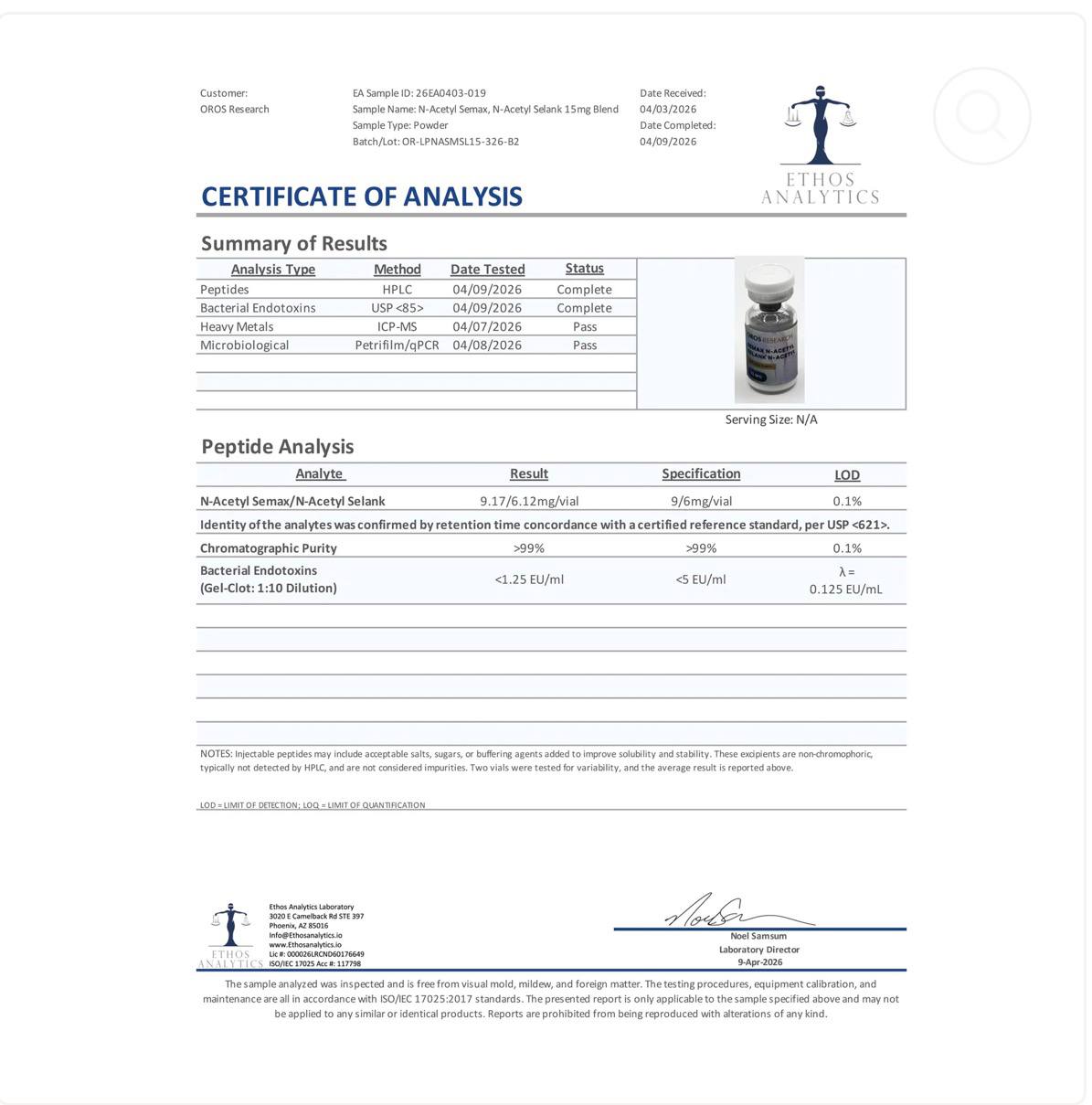 Semax N-Acetyl 9mg, Selank N-Acetyl 6mg (15mg Blend) Semax N-Acetyl 9mg, Selank N-Acetyl 6mg (15mg Blend)